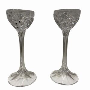 Pair of GORHAM‎ CRYSTAL Northridge 8" Single Light Candlesticks Set Of 2